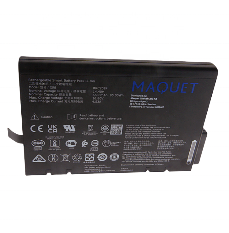 RRC2024 RHINO POWER HIGH QUALITY RECHARGEABLE BATTERY for MAQUET SERVO AIR RESPIRATOR 14.4V 6600mAh 95.0Wh 410028-04 REF 6882607