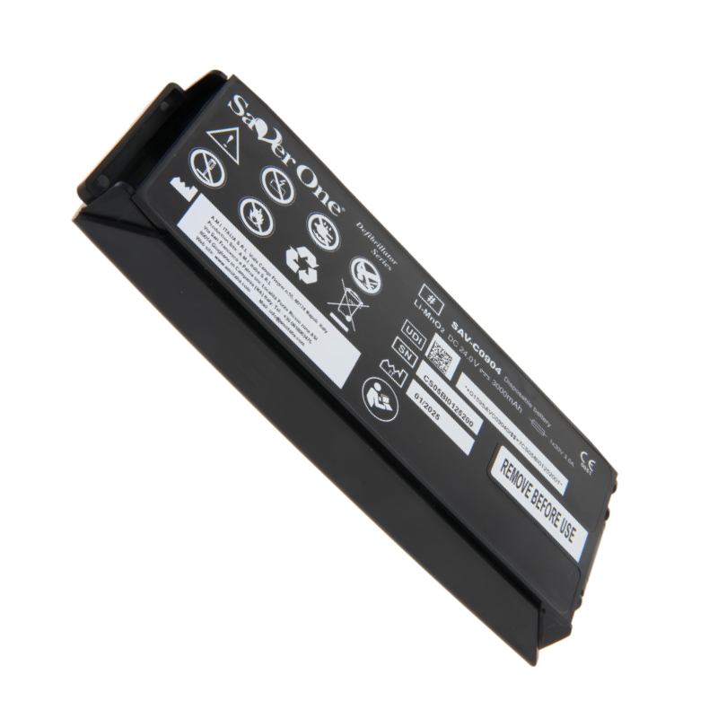 SAV-C0904 RHINO POWER LiMNo2 defibrillator battery, Saver One SAV-C0904 (formerly SAV-C0903), 24.0 volts, 3.0 amp-hours, 72 Wh