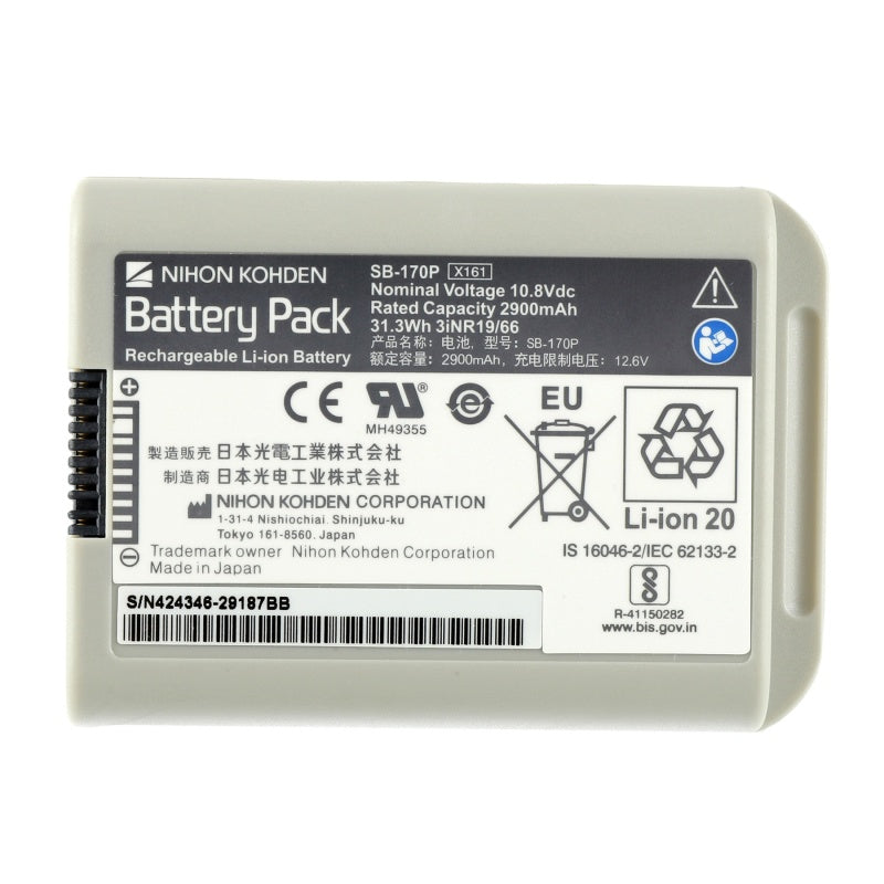 SB-170P RHINO POWER HIGH QUALITY BATTERY Suitable for Nihon Kohden BSM-1700, Type X161 Vital Signs Monitor 10.8V 2.9AH Lithium